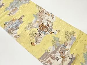 中世人物風景模様織出し袋帯